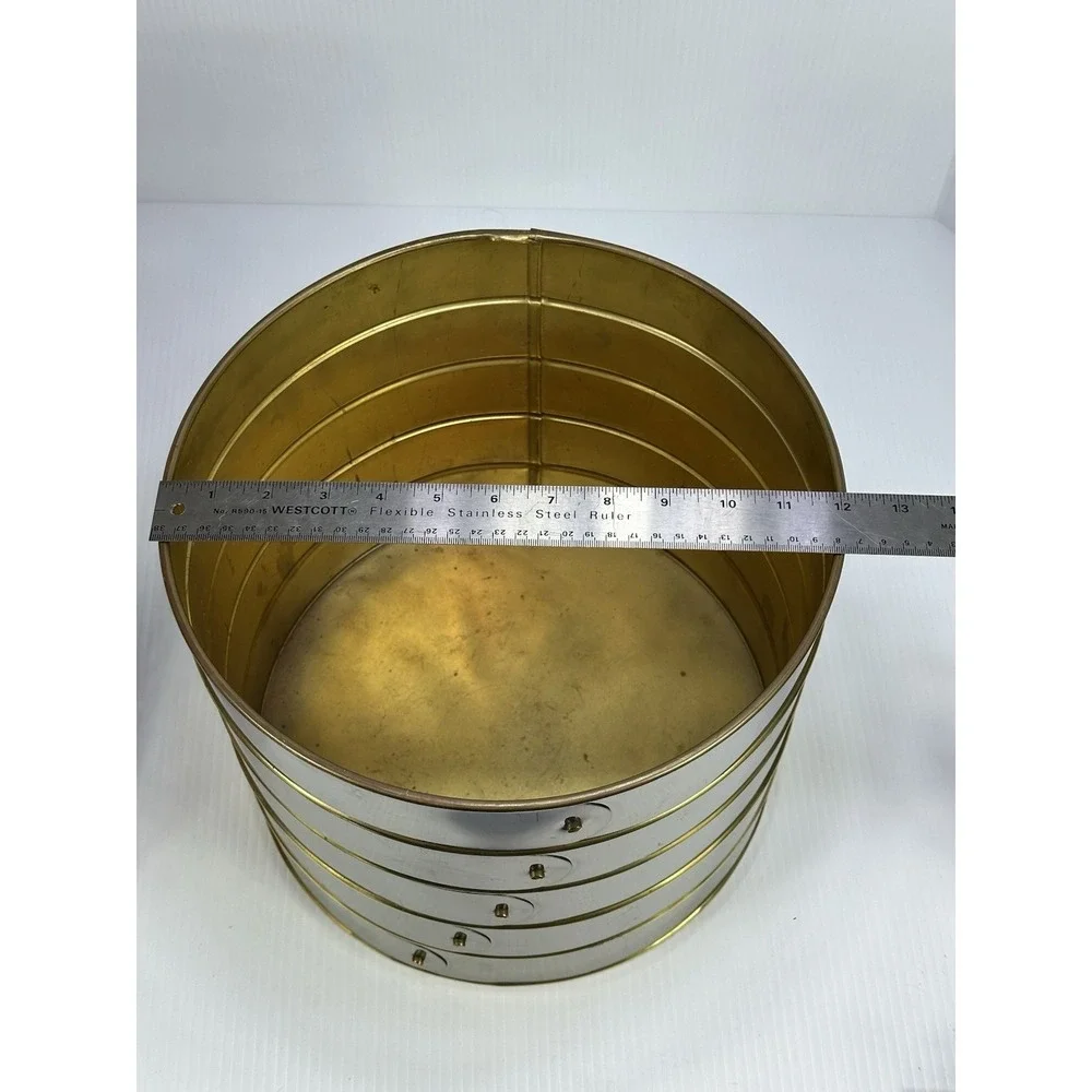 VTG Ash Bucket Planter Stainless Steel Bands Over Brass‎ Made in England Regency